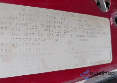 1992 Chevrolet Gmt-400 C2500 z USA, uszkodzony, nr VIN 1GCGC24K5NE171401